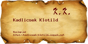 Kadlicsek Klotild névjegykártya